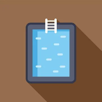 Swimming pool with white ladder in flat design style with long shadow Stock Illustration