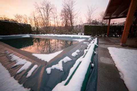 Swimming pool on winter Stock Photos