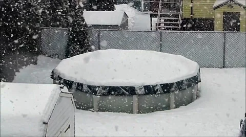  Swimming pool Winter snow Video stock 35172517