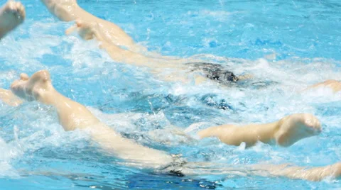 Swimming Pool Women's Dance Dive Splashes Stock Footage 45997660