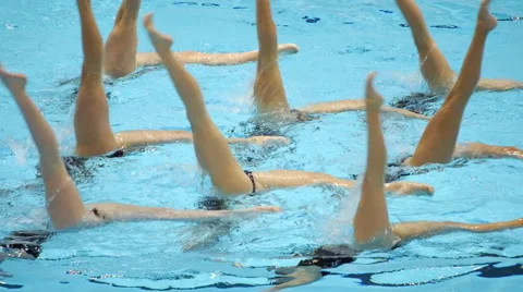 Swimming Pool Women's Team Synchronized Dance Legs 3 Stockbeeldmateriaal 45996478