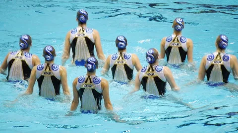 Swimming Pool Women's Team Synchronized Dance 3 Stockbeeldmateriaal 45996517