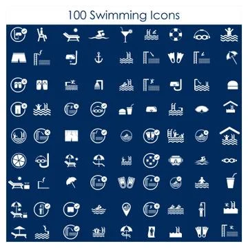 Swimming pools icons set vector Stock Illustration