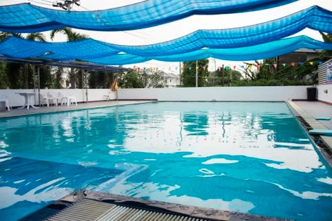Swimming pools of sports club for thai people play or swimming and athlete pr Stock Photos