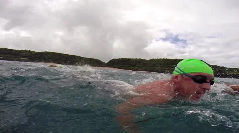 Swimming race, camera goes under Stock-Footage 52372258