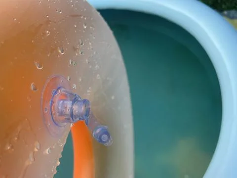 Swimming ring float in pool water Stock Photos
