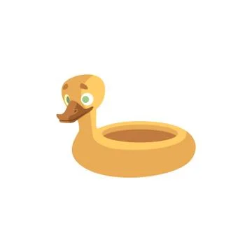 Swimming ring in shape of duck isolated on white background - water inflatable Ilustración de archivo