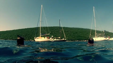 Swimming in sea Stock Footage 42761395