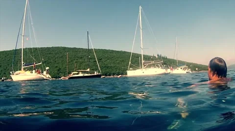 Swimming in sea Stock Footage 42761463