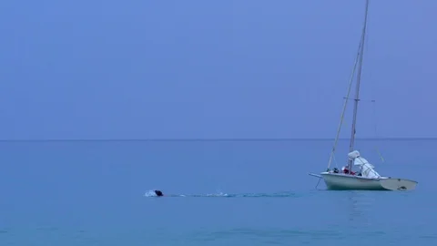 Swimming in sea Stock Footage 117362845