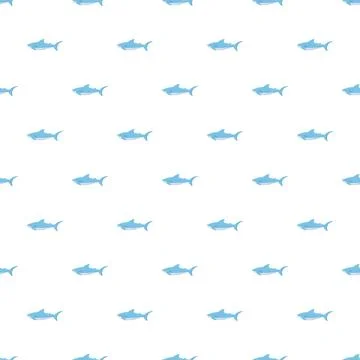 Swimming shark pattern with blue ocean predators Illustrazione stock