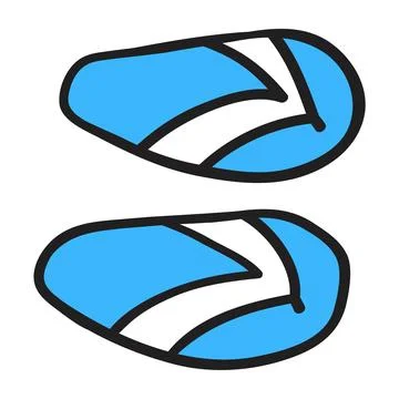 Swimming slippers. Flat design. Vector hand drawn illustration. Stock Illustration