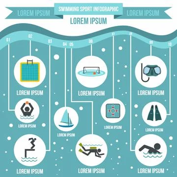 Swimming sport infographic elements, flat style Stock Illustration