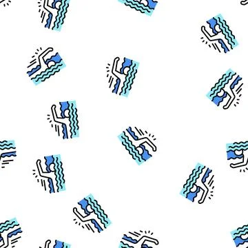 Swimming sport vector seamless pattern イラスト素材