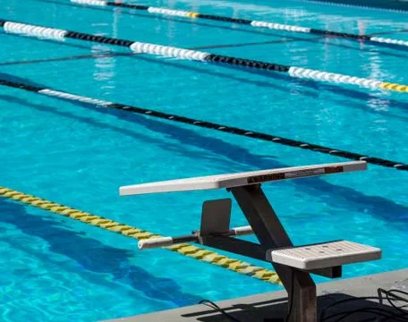 Swimming starting blocks Stock Photos