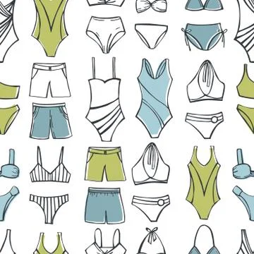 Swimming suits set.  Vector  pattern. イラスト素材
