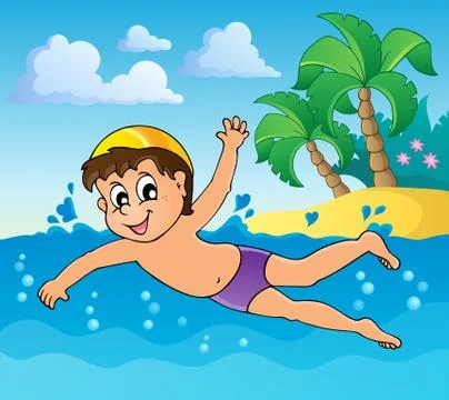 Swimming theme image - illustration. 库存插图