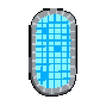 Swimming top view pool pixel art vector illustration Illustrazione stock