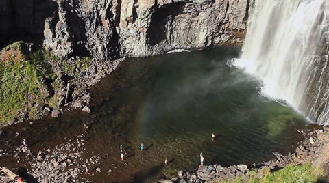 SWIMMING AT WATERFALL POOL Stock Footage 28837114