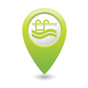 Swimmingpool icon green map pointer Stock Illustration