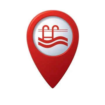 Swimmingpool icon red map pointer Stock Illustration