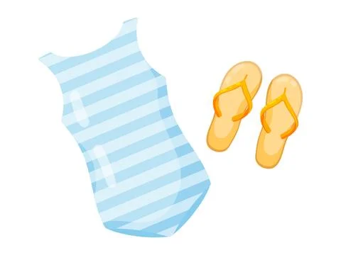 Swimsuit and Flip-Flops Vector Illustration Stock Illustration