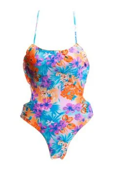 Swimsuit with a floral pattern Stock Photos