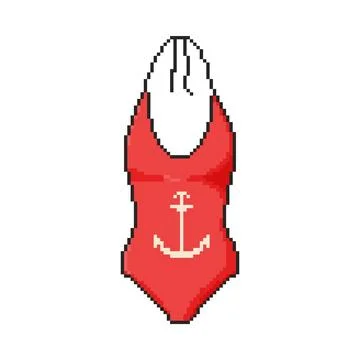 Swimsuit icon. Pixel art object in 8 bit style. Retro 80s,90s video game gr.. Illustrazione stock