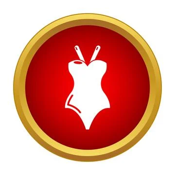 Swimsuit icon in red circle for web design Stock Illustration