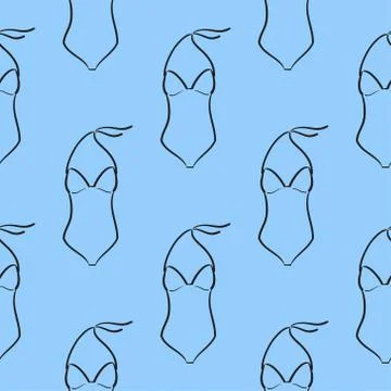 Swimsuit seamless pattern vector. Stylish hand-drawn illustration Stock Illustration