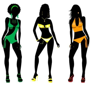 Swimsuit Silhouettes  Stock Illustration