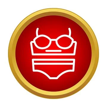 Swimwear bikini icon on red button Stock Illustration