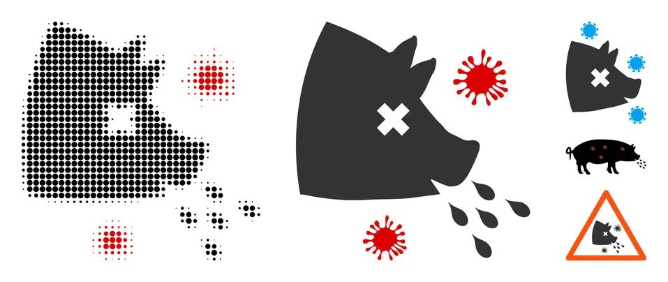 Swine Flu Halftone and Solid Icon Stockillustratie