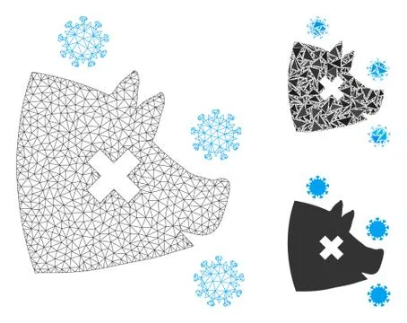 Swine Flu Vector Mesh Network Model and Triangle Mosaic Icon Stock Illustration