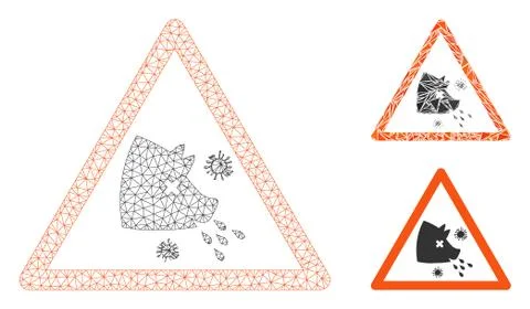 Swine Flu Warning Vector Mesh 2D Model and Triangle Mosaic Icon Stock Illustration