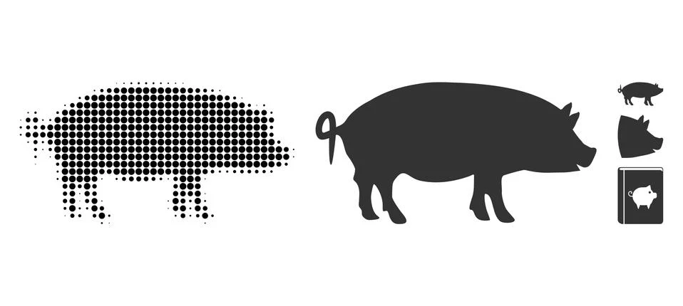 Swine Halftone and Solid Icon Stock Illustration