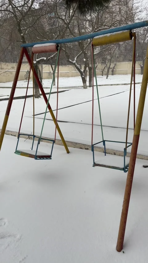 Swing in the abandoned city Stock Footage 230016044