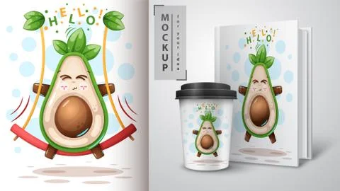 Swing avocado - mockup for your idea Stock Illustration