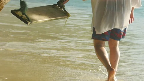 Swing on the background of the sea Stock Footage 219249439