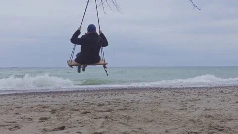 Swing at the beach Stock Footage 152796356