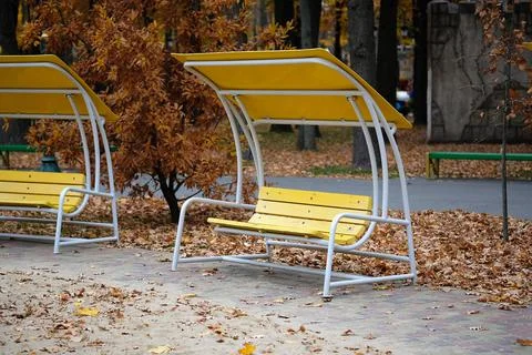 Swing bench with a canopy, swing bench Stock Photos
