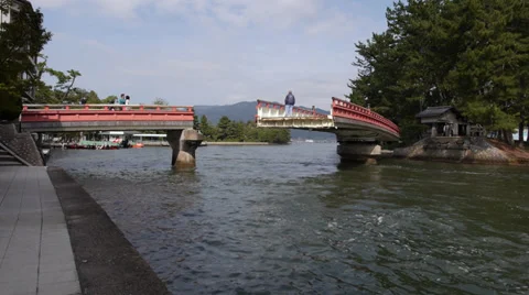 Swing Bridge at Amanohashidate Closing Video stock 32368711