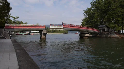 Swing Bridge at Amanohashidate Opening Stock Footage 32369323