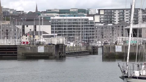 Swing bridge closing Stock Footage 135178650