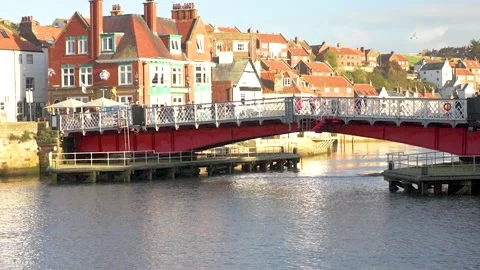 Swing Bridge over the River Esk, Whitby Stock-Footage 218438316