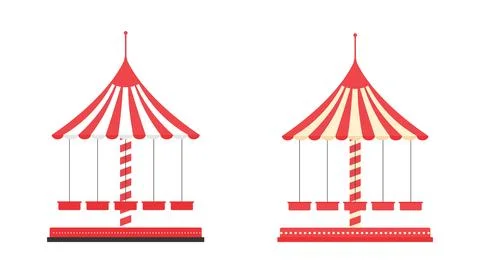 Swing carousel in flat style. Red, white and beige colors. Vector illustration Stock-Illustration