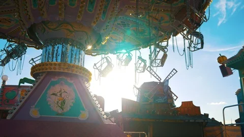 Swing Carousel Golden Hour Stock Footage 106632092