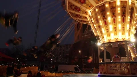 Swing Carousel at Night Stock-Footage 197599317