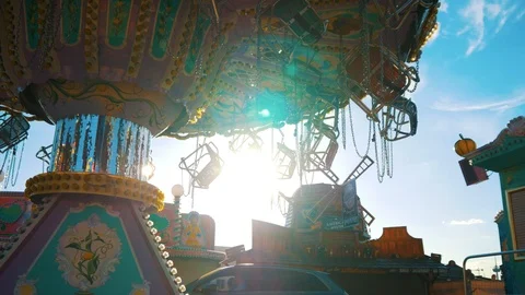 Swing Carousel Sunset Stock Footage 106632394