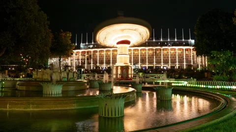 The Swing Carousel Tivoli Night Time Lapse Seamless Loop Stock Footage 214094640
